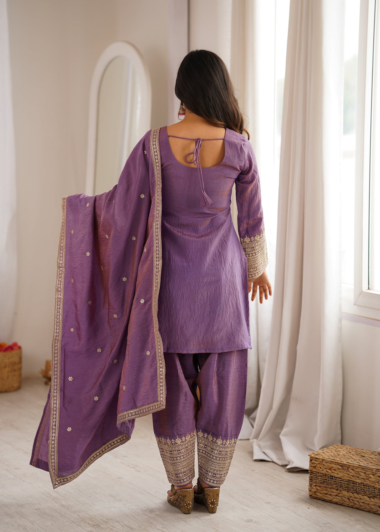 NC VICHITRA SILK FABRIC WITH EMBROIDERY SEQUENCE DORI 3 PEACE
