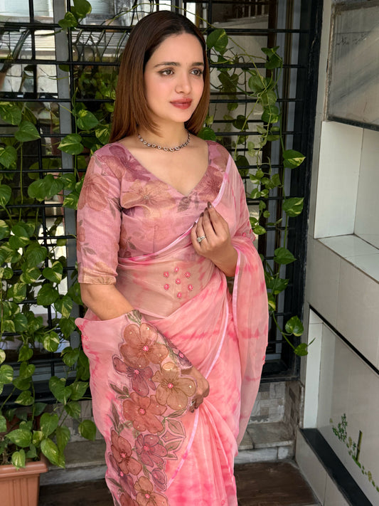 pure glass tissue designer saree