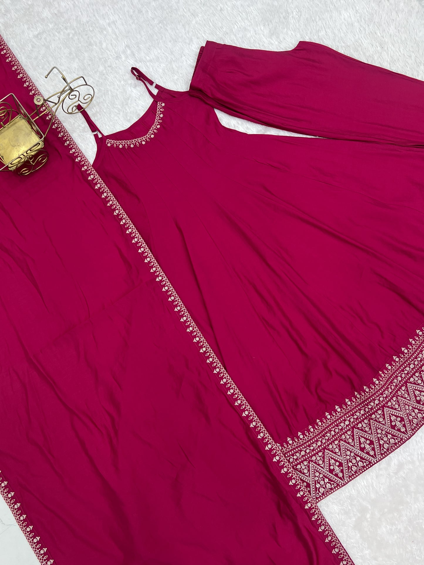PREMIUM QUALITY HEAVY PURE ROMANSILK CHANDERI FABRIC 3 PEACE