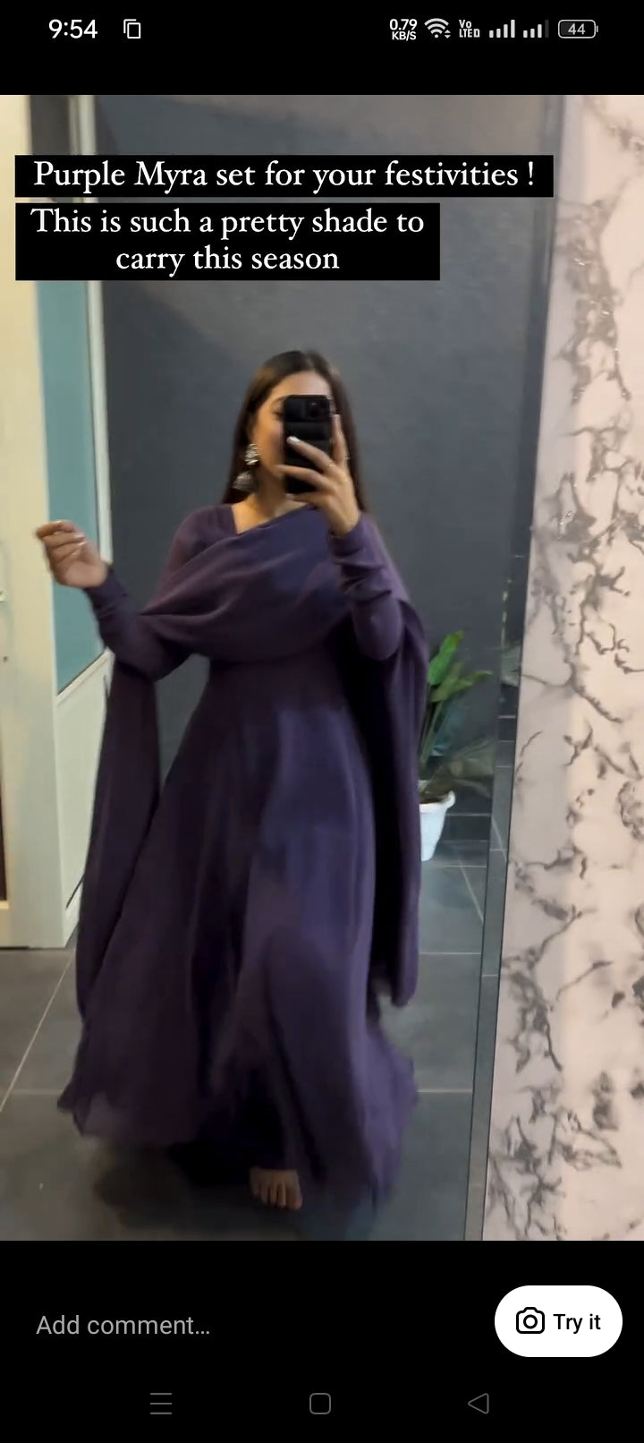 Myra purple designer fancy gown