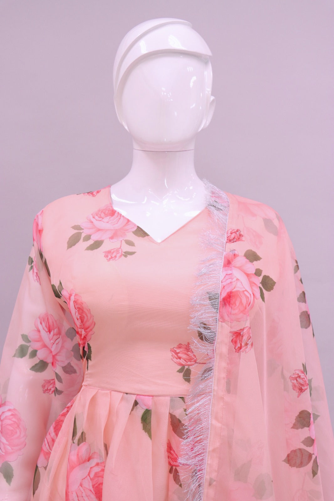 BABY PINK COLOUR WITH DIGITAL PRINT GOWN