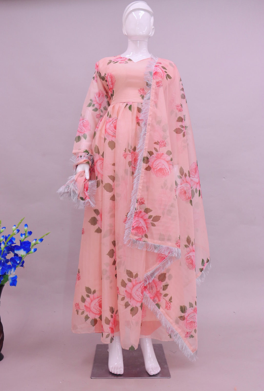 BABY PINK COLOUR WITH DIGITAL PRINT GOWN