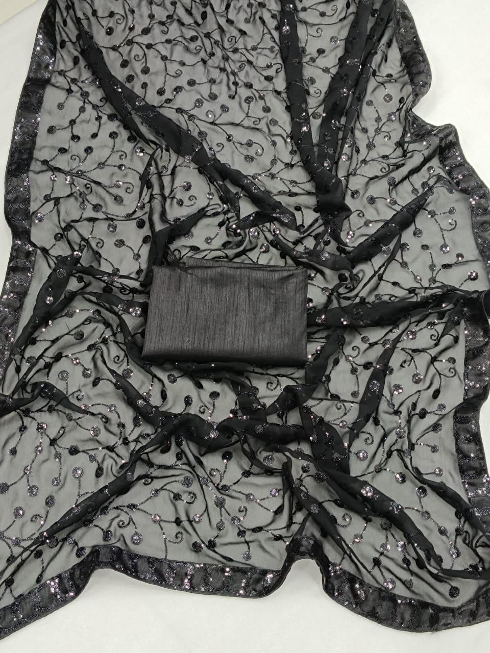 BLACK COLOUR SEQUNCE SAREE