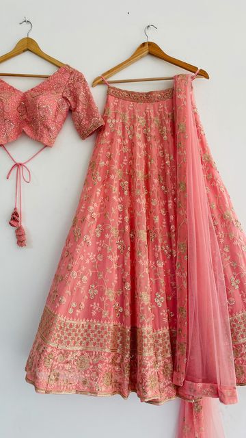 Gajri Pink Colour Embroidered Attractive Party Wear Georgette Lehenga choli