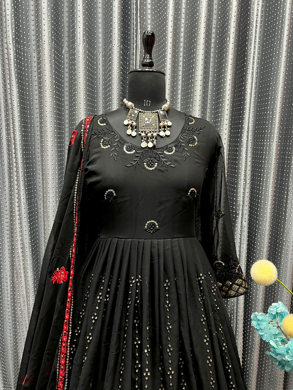 BLACK COLOUR  EMBLISHED GOWN