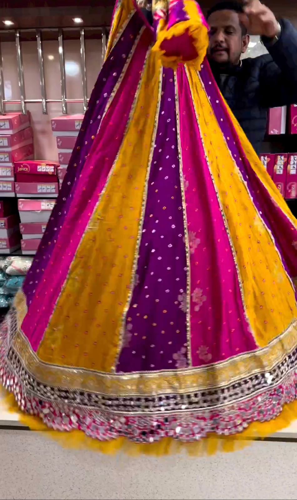 MULTICOLOUR BANDHNI PRINT LEHENGA CHOLI WITH DUPATTA