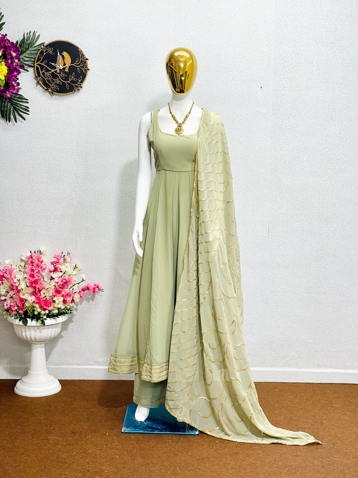 NEW DESIGNER PARTY WEAR HEAVY GEORGETTE GOWN WITH FANCY DUPATTA