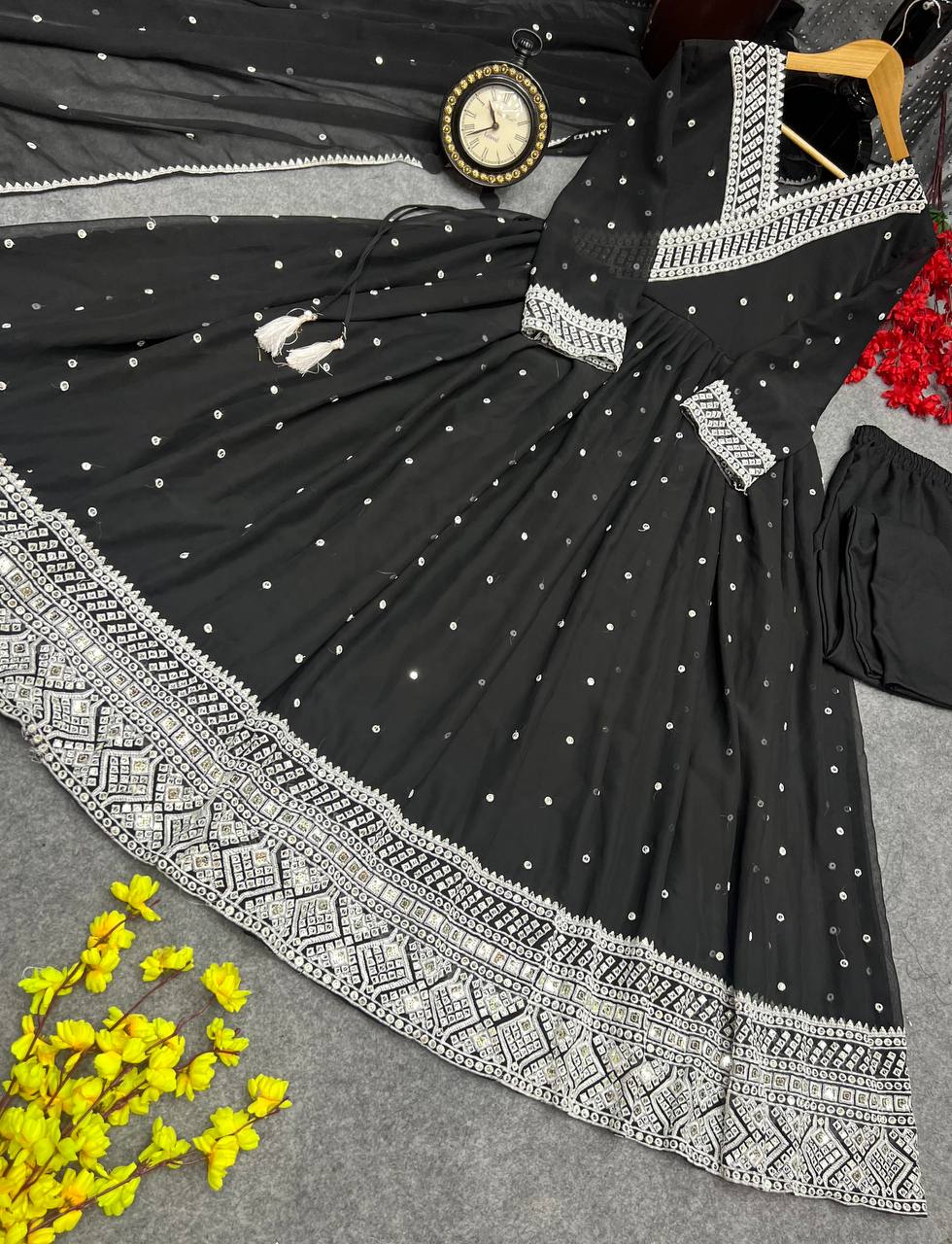 NEW DESIGNER PARTY WEAR LOOK GOWN WITH EMBROIDERY WORK