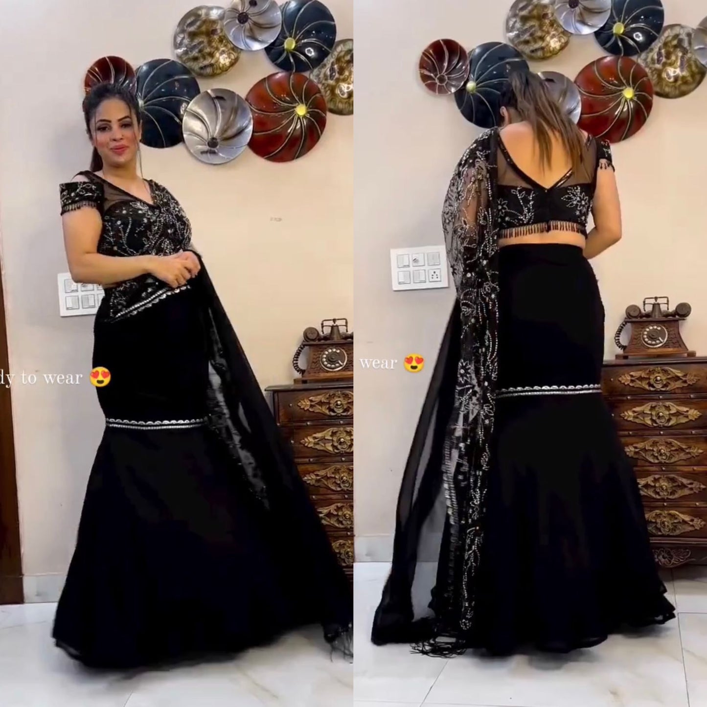 SUPERHIT TRENDING DESIGNER LEHENGA-SAREE WITH EMBROIDERED DUPATTA & STITCHED BLOUSE WITH ZALAR🥻