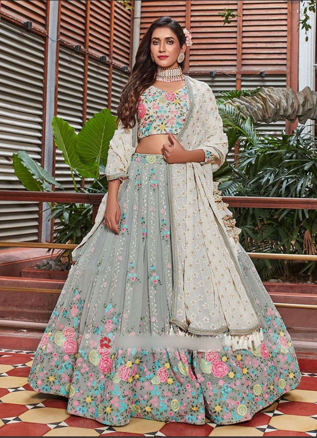 DESIGNER WEAR HEAVY GEORGETTE EMBROIDERED SEQUENCE WORK LEHENGAS CHOLI WITH DUPATTA