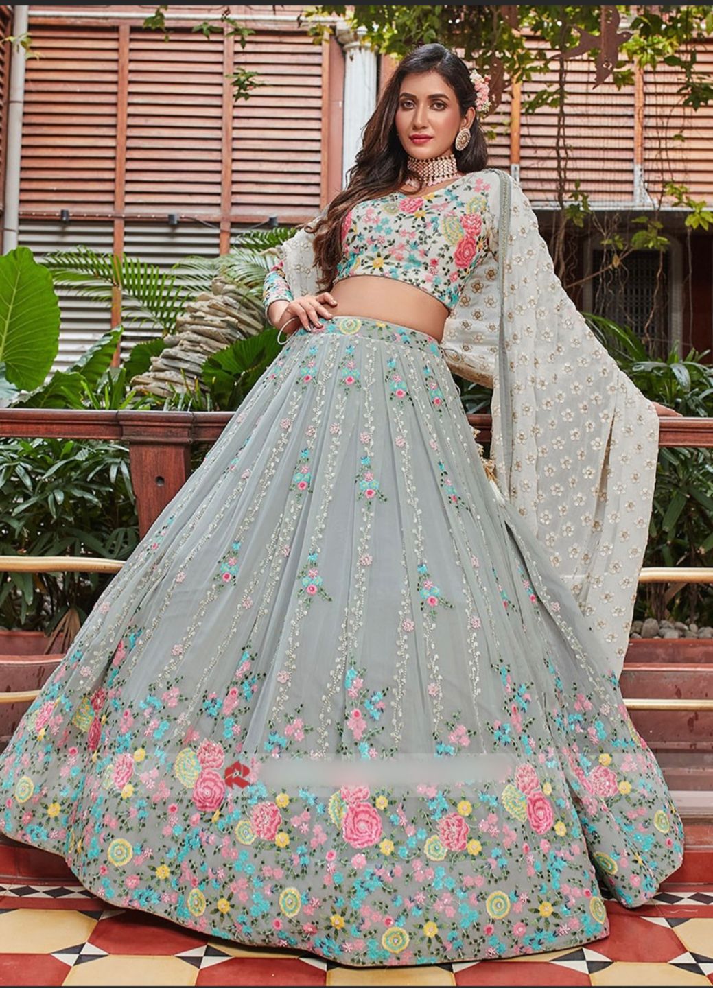 DESIGNER WEAR HEAVY GEORGETTE EMBROIDERED SEQUENCE WORK LEHENGAS CHOLI WITH DUPATTA