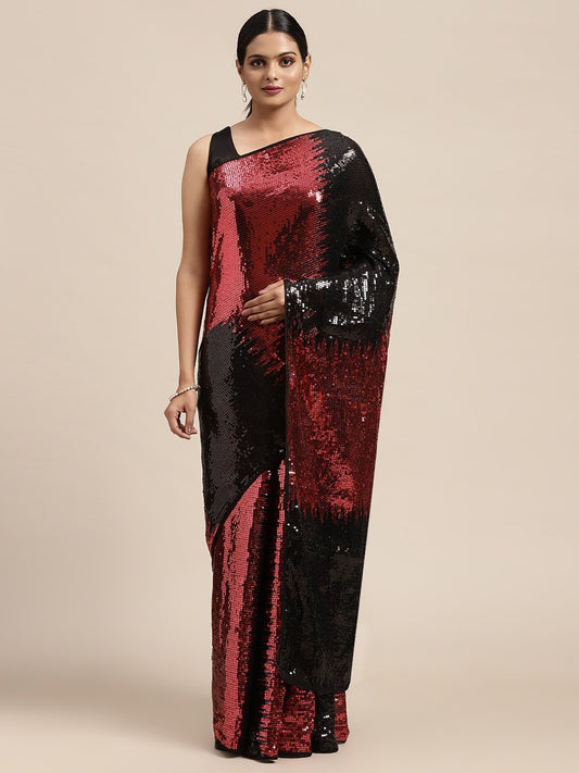 BOLLYWOOD RED AND BLACK  COLOUR SEQUNCE SAREE