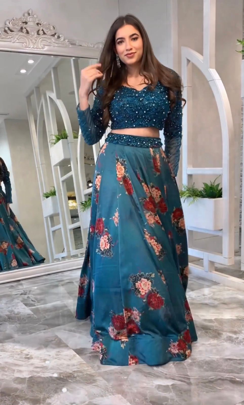 ORGANZA FABRIC WITH DIGITAL PRINT LEHENGA  CHOLI