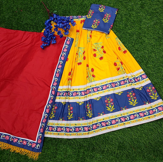 New Lounching Digital Print Muslin Cotton Lehenga Choli