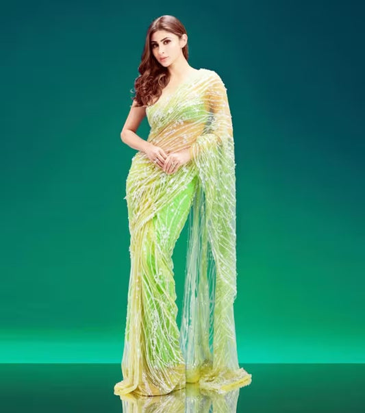 BOLLYWOOD ACTRESS MOUNI ROY A NEON GREEN SAREE