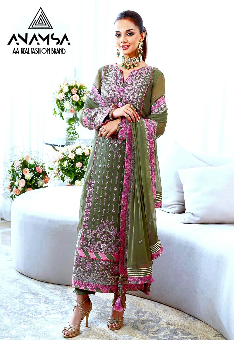 Heavy Pure Georgette With Self Embroidered Very Beautiful Design And Sequence Work