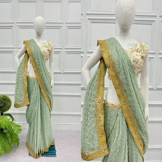 WE ARE LAUNCHING NEW SUPERHIT TRENDING DESIGNER LEHENGA-SAREE WITH FULL EMBROIDERED PALLU & FULL STITCH BLOUSE