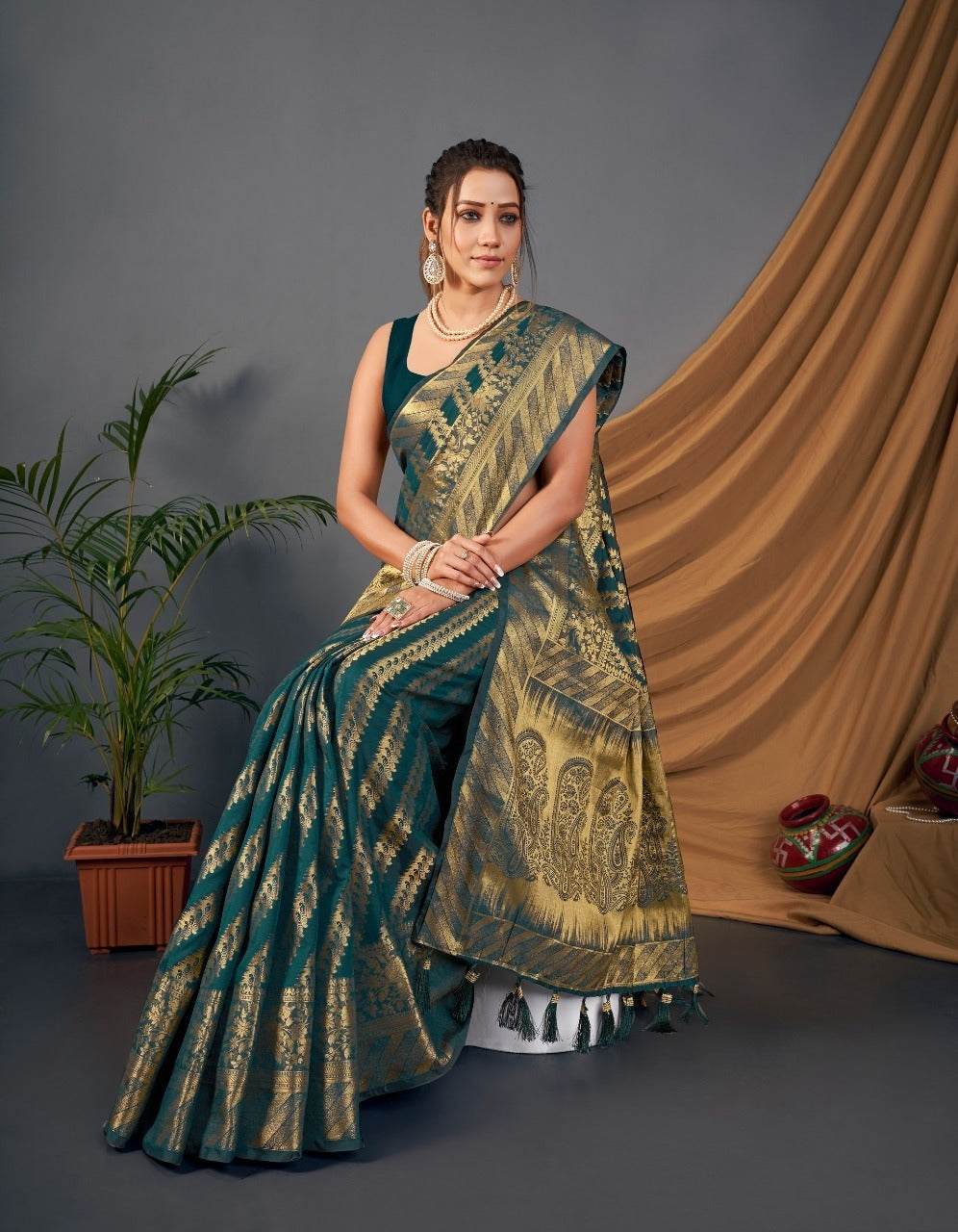 BEAUTIFUL RICH PALLU &  ZARI ITS ORIGINAL ZARI BORDER WORK