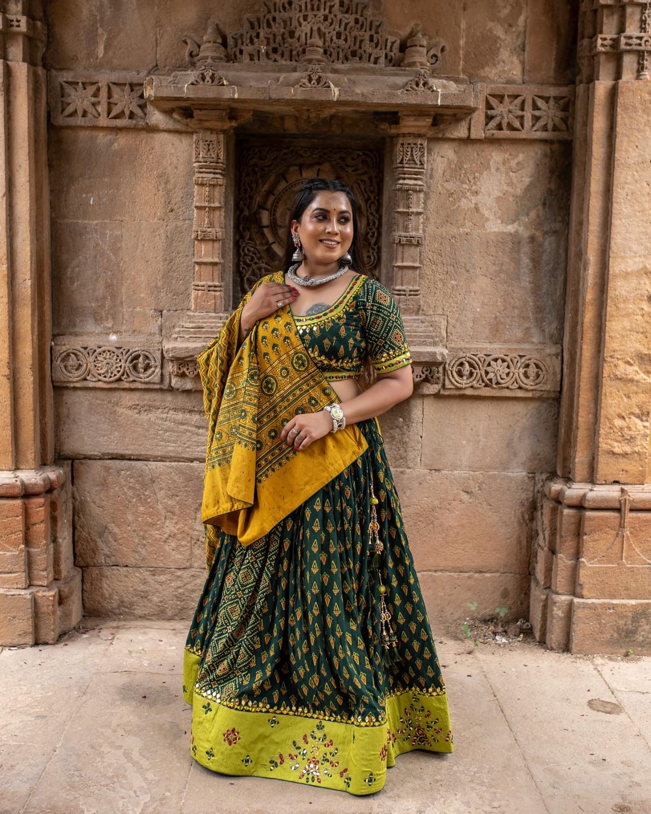 MEHENDI COLOUR  PRINTED LEHENGA CHOLI