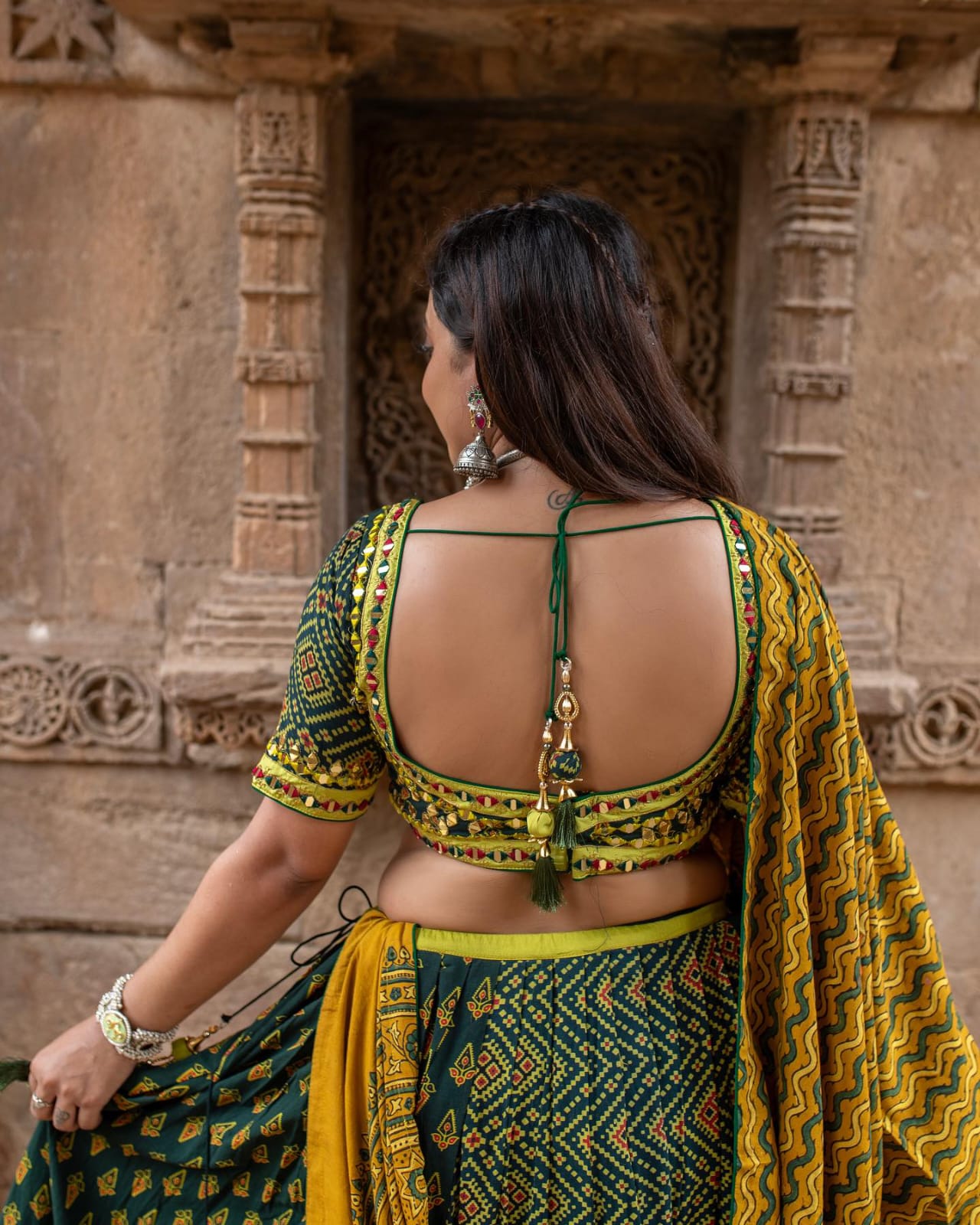 MEHENDI COLOUR  PRINTED LEHENGA CHOLI