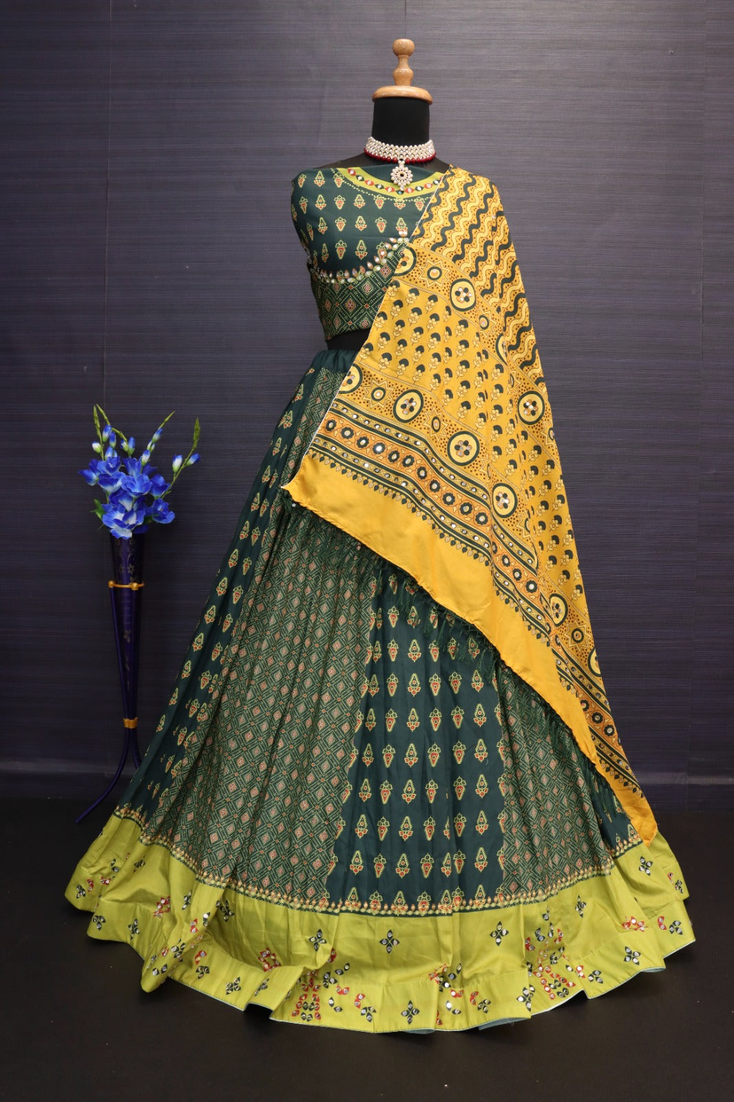 MEHENDI COLOUR  PRINTED LEHENGA CHOLI