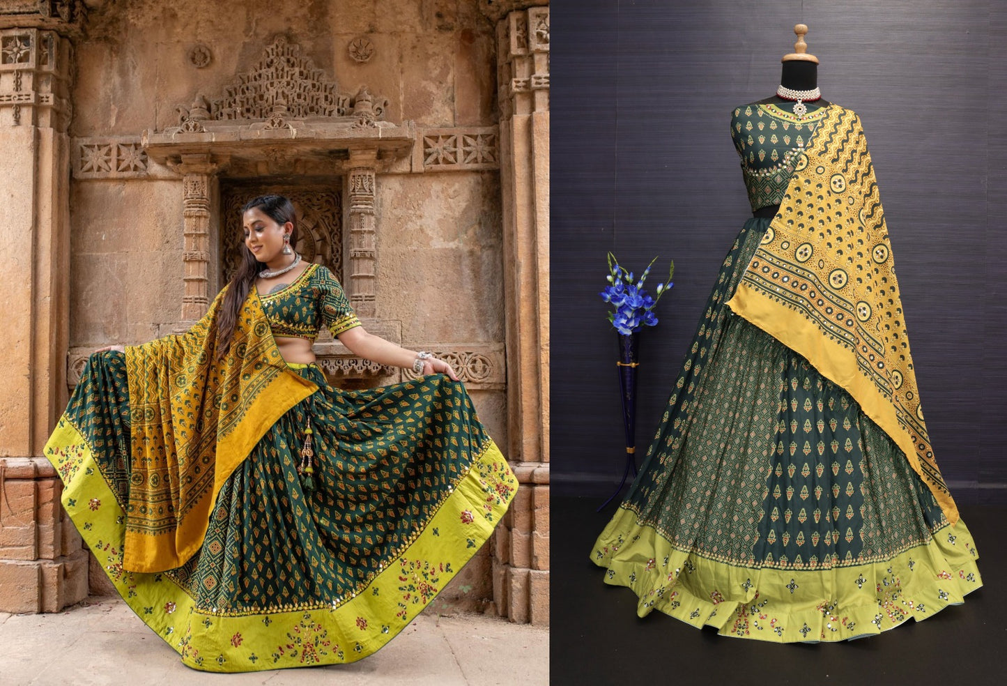 MEHENDI COLOUR  PRINTED LEHENGA CHOLI