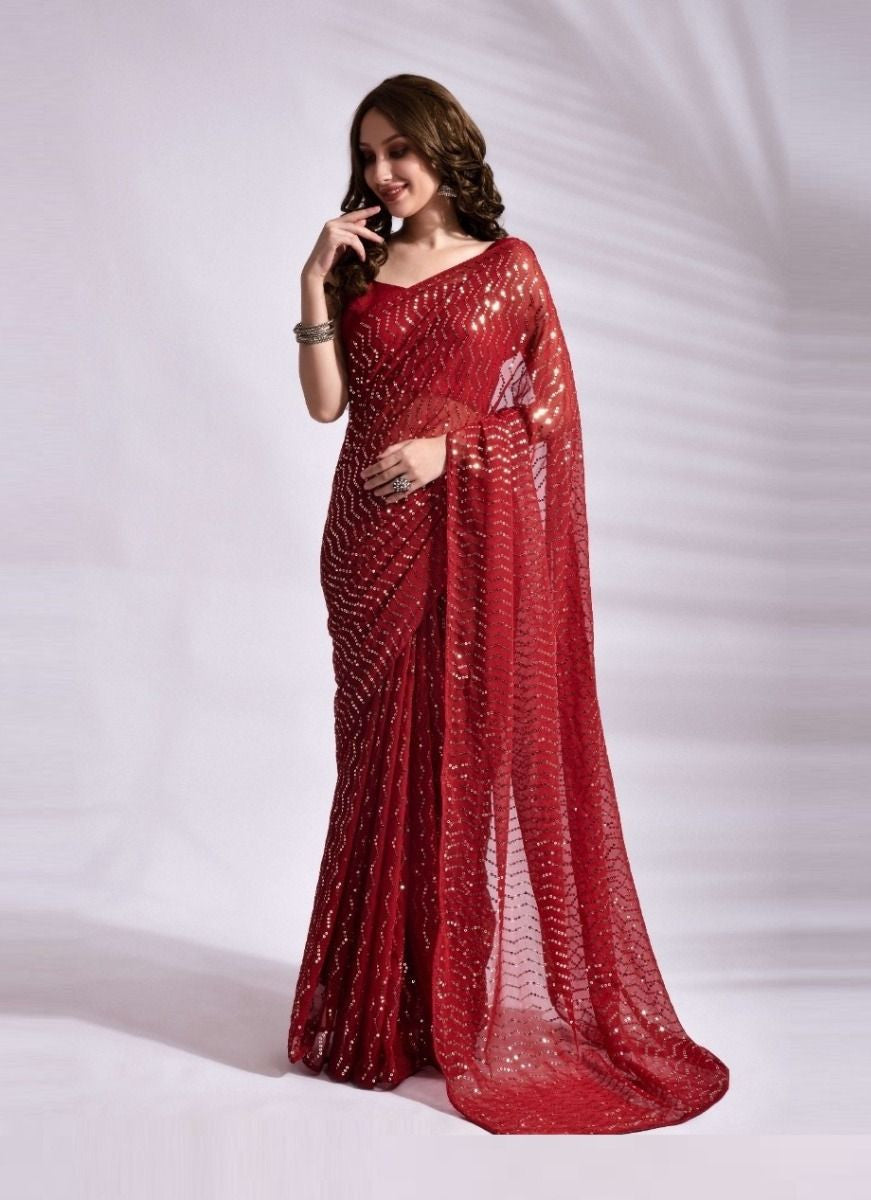 red-colour-colour-sequnce-saree-saanju-fashion