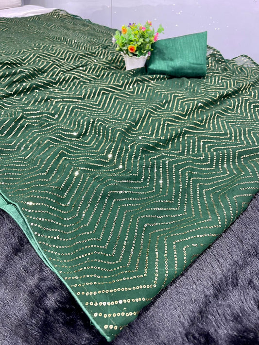 GREEN COLOUR COLOUR SEQUNCE SAREE