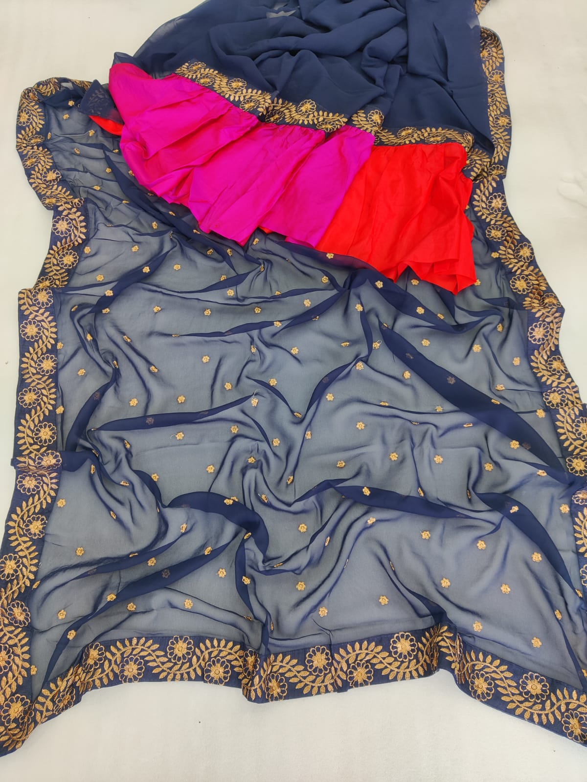 GEOGETTE FABRIC  WITH EMBROIDERY WORK SAREE