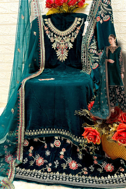 WINTER SPECIAL  VELVET FABRIC  PAKISTANI SUIT