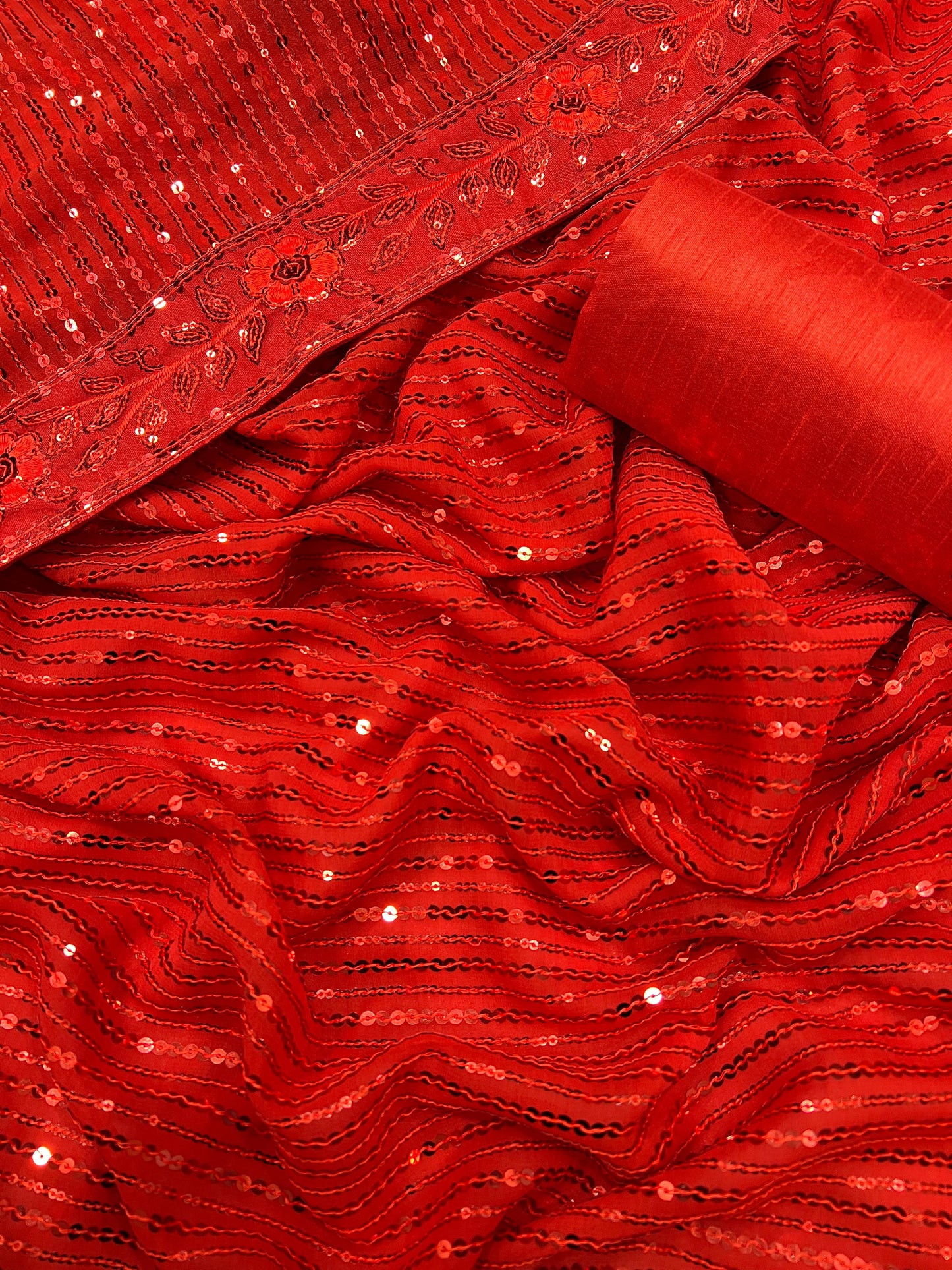 RED  COLOUR  SEQUNCE SAREE