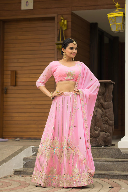 Heavy Fox Georgette With 3/5mm Siqwans Lehenga