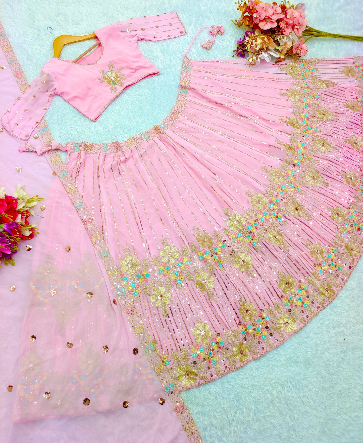 Heavy Fox Georgette With 3/5mm Siqwans Lehenga