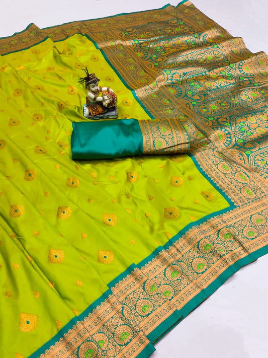 BANARASI SOFT SILK Contrast Jequard Border Saree