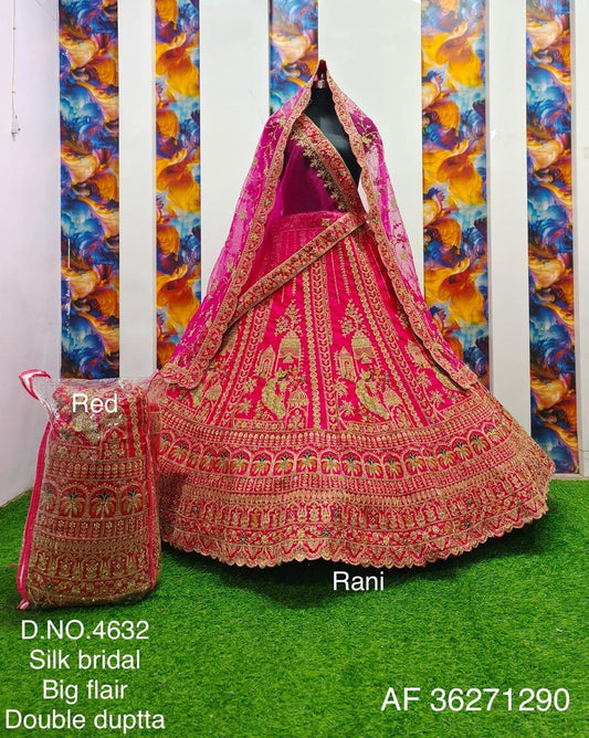 Royal Rani Silk Bridal Lehenga With diamond embroidery choli