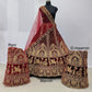 Royal Marron Velvet Jarkan Bridal Lehenga diamond embroidery choli