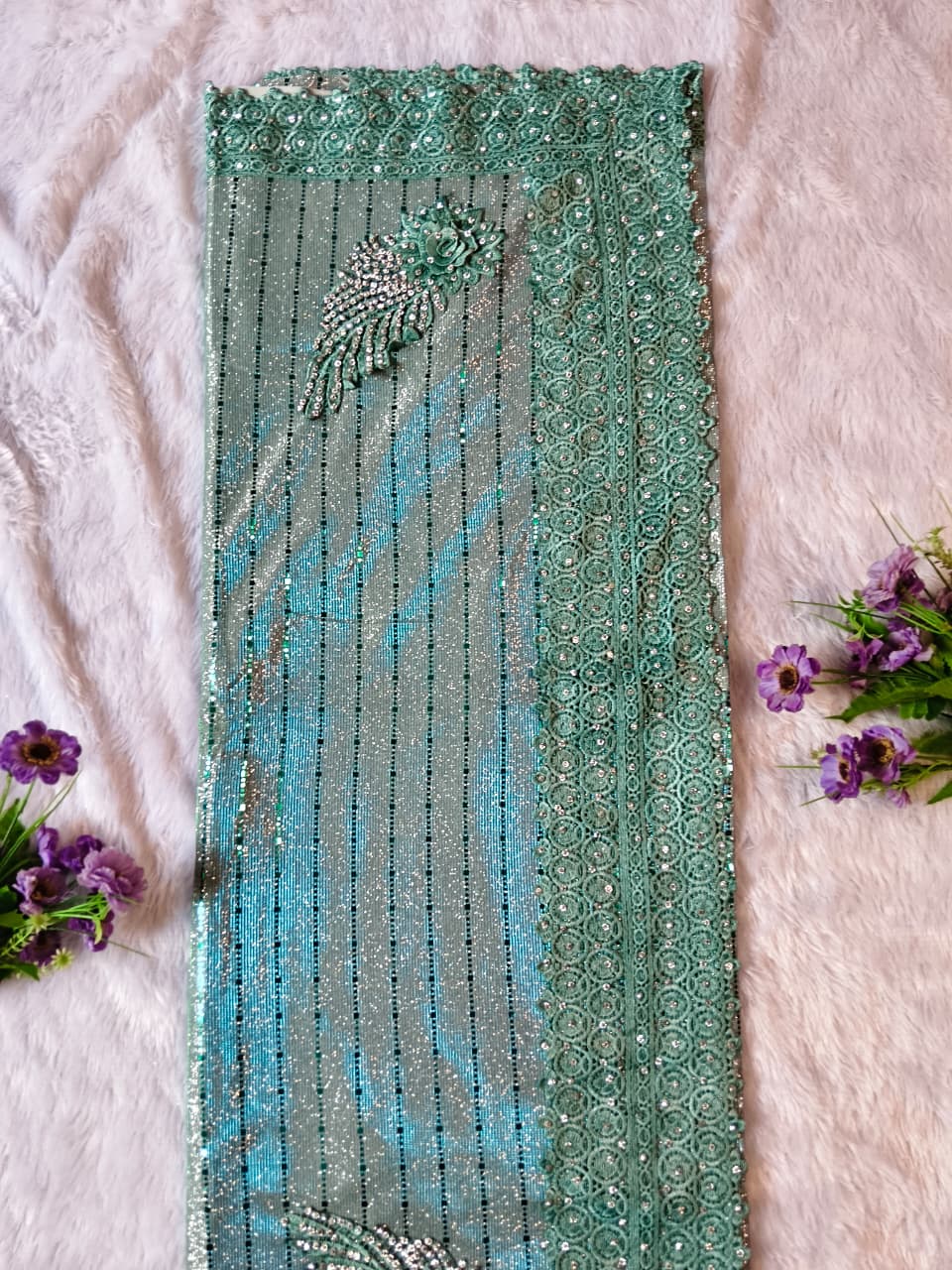 Sea Green Designer Saree Set