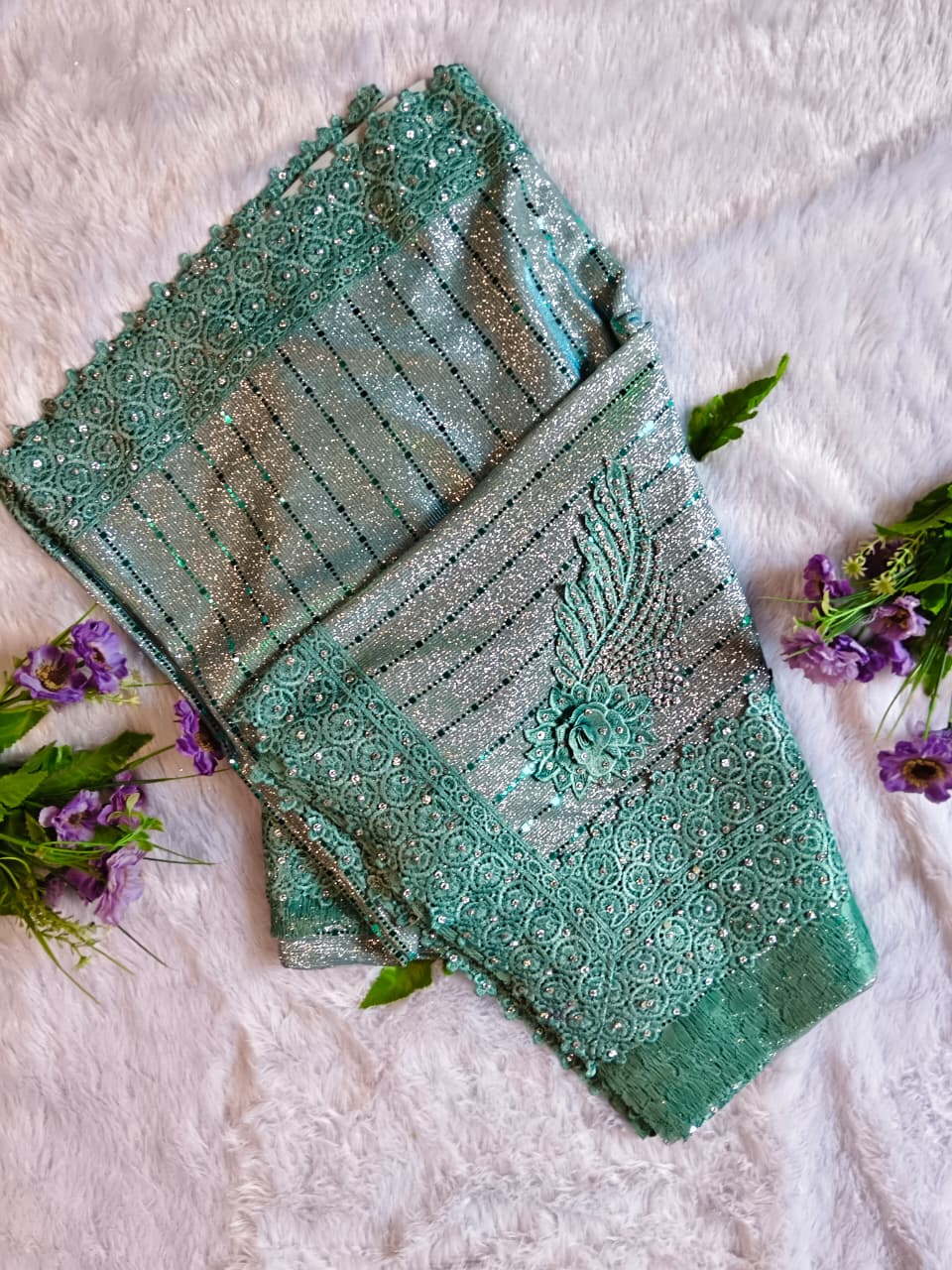 Sea Green Designer Saree Set