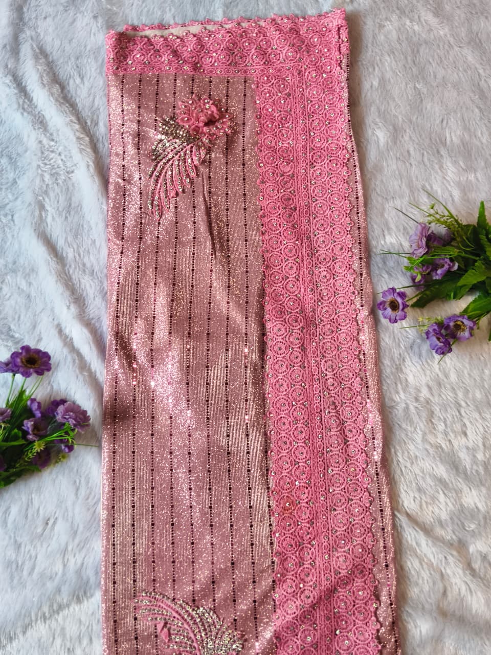 Blush Pink Designer Saree Set