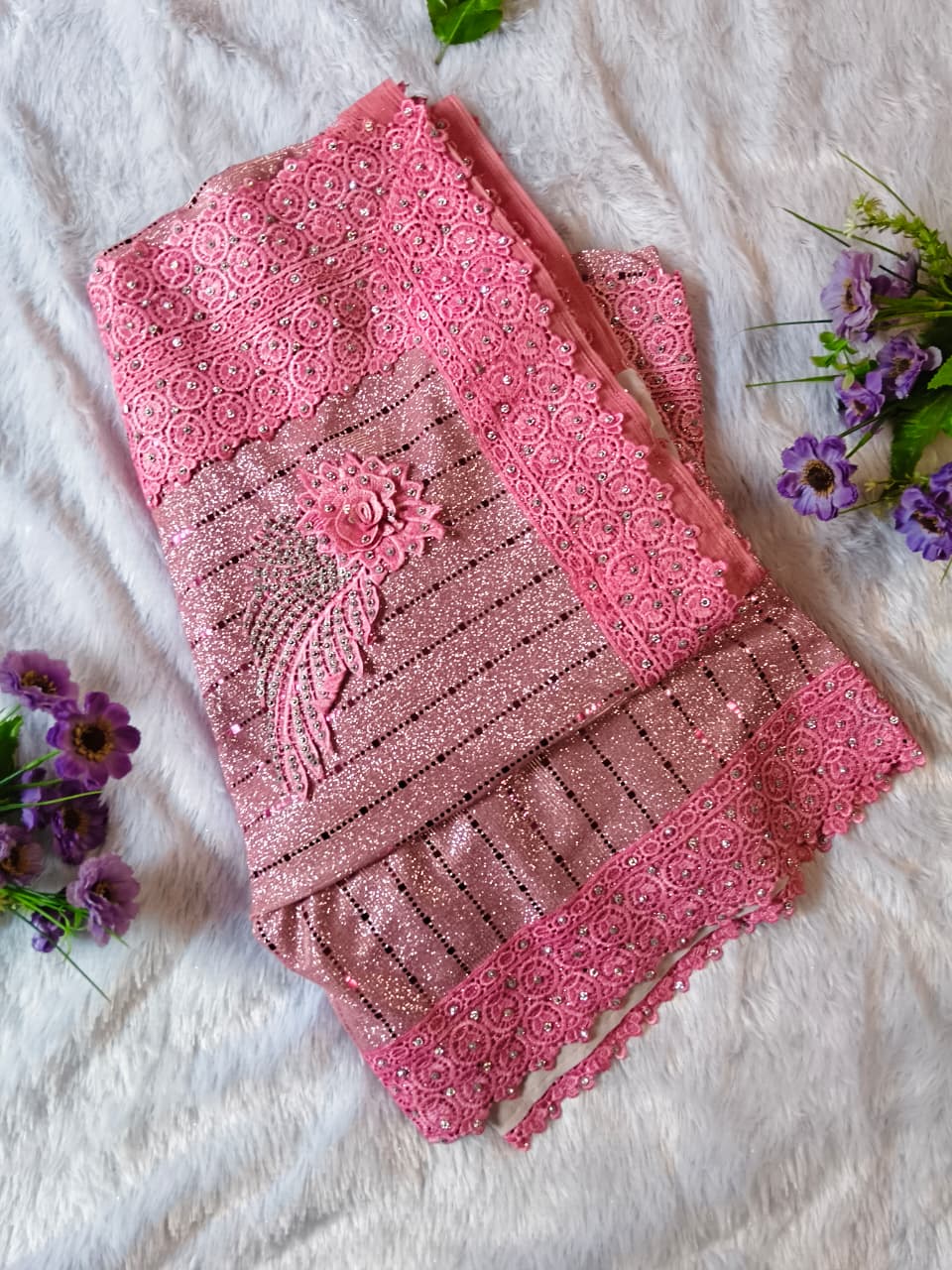 Blush Pink Designer Saree Set