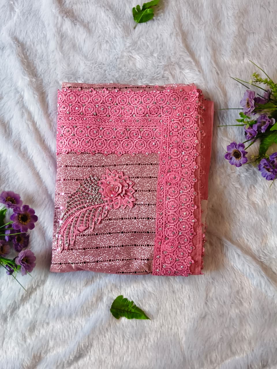 Blush Pink Designer Saree Set