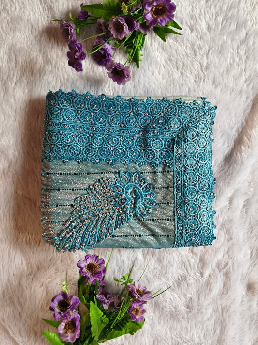 Royal Teal Designer Saree Set