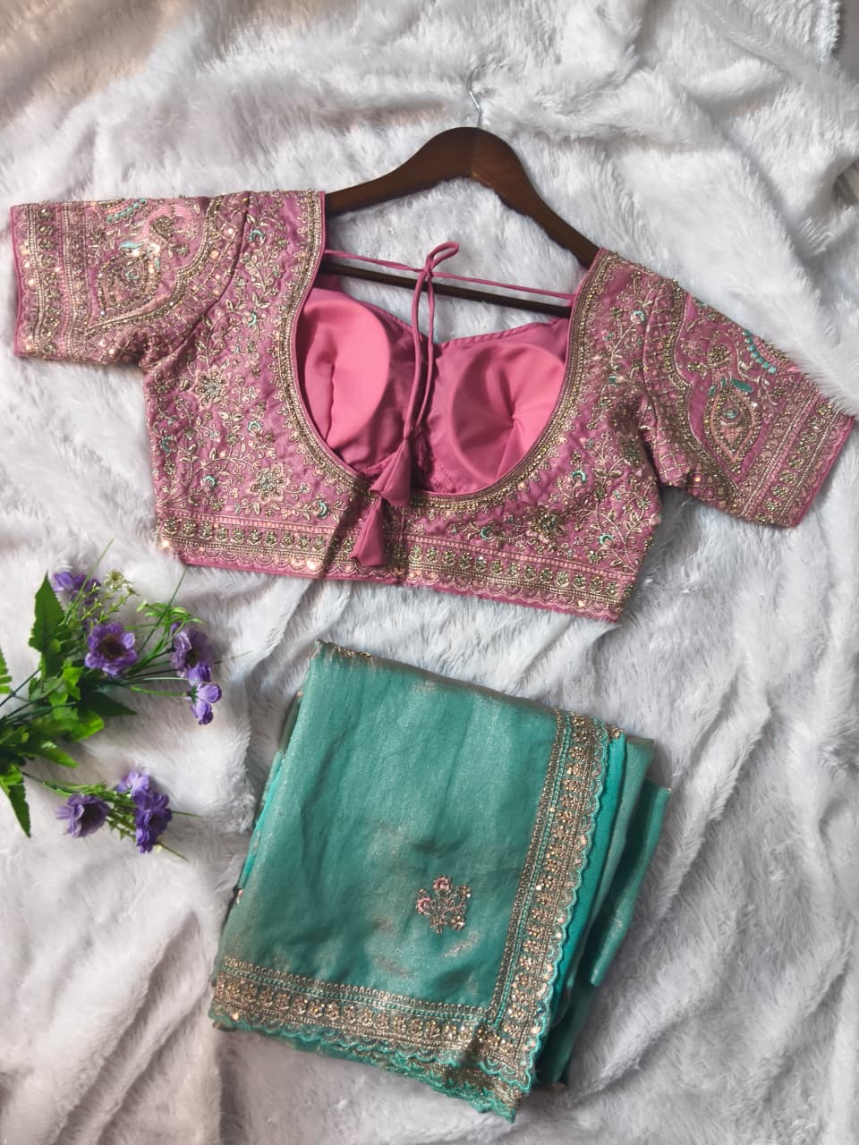 Royal Two-Tone Reflected Saree with Heavy Designer Blouse