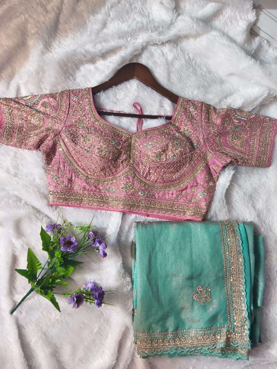 Royal Two-Tone Reflected Saree with Heavy Designer Blouse