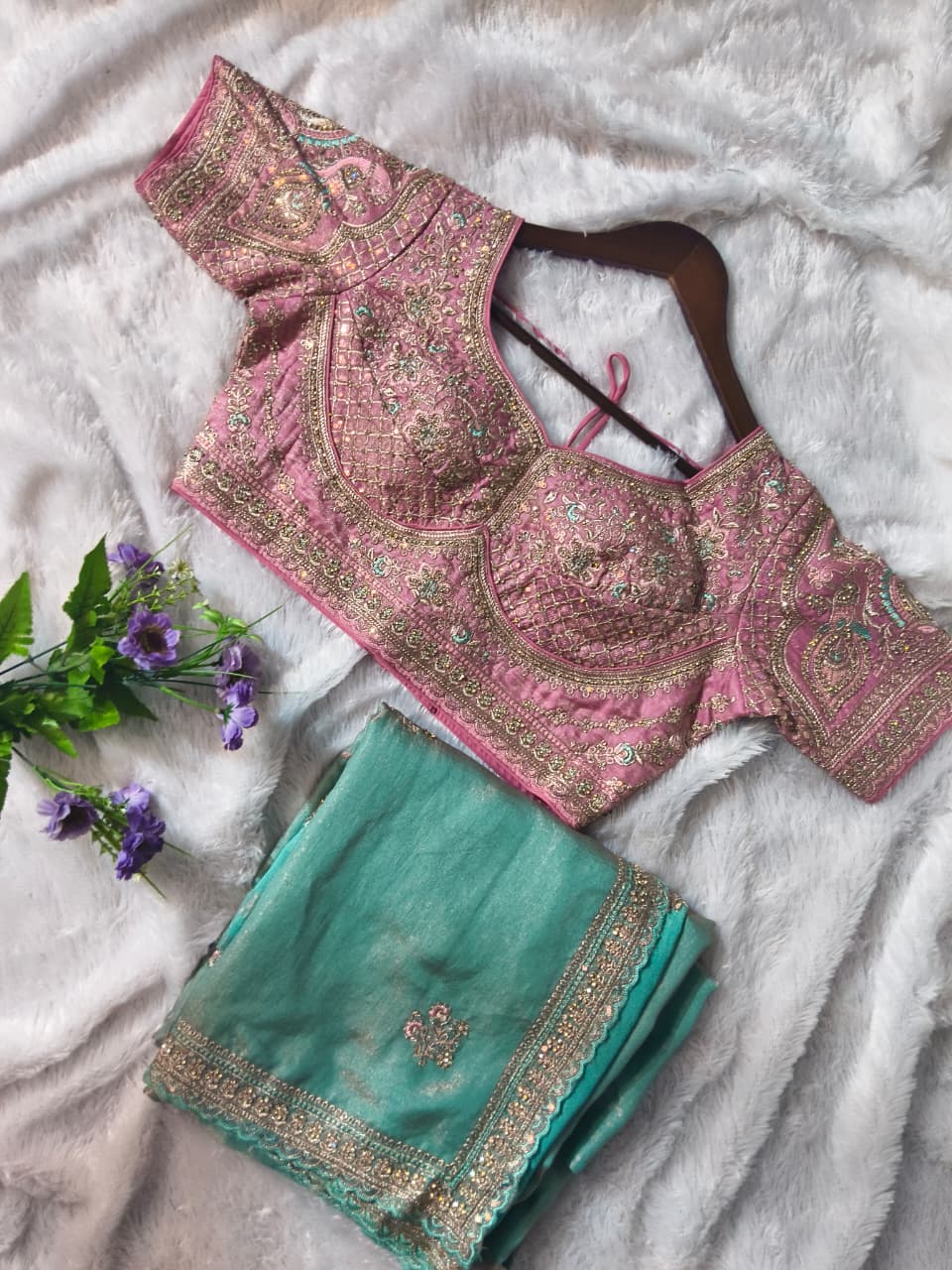 Royal Two-Tone Reflected Saree with Heavy Designer Blouse