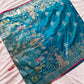 Royal Blue Pashmina Silk Saree with Gopi Krishna Fancy Artwork