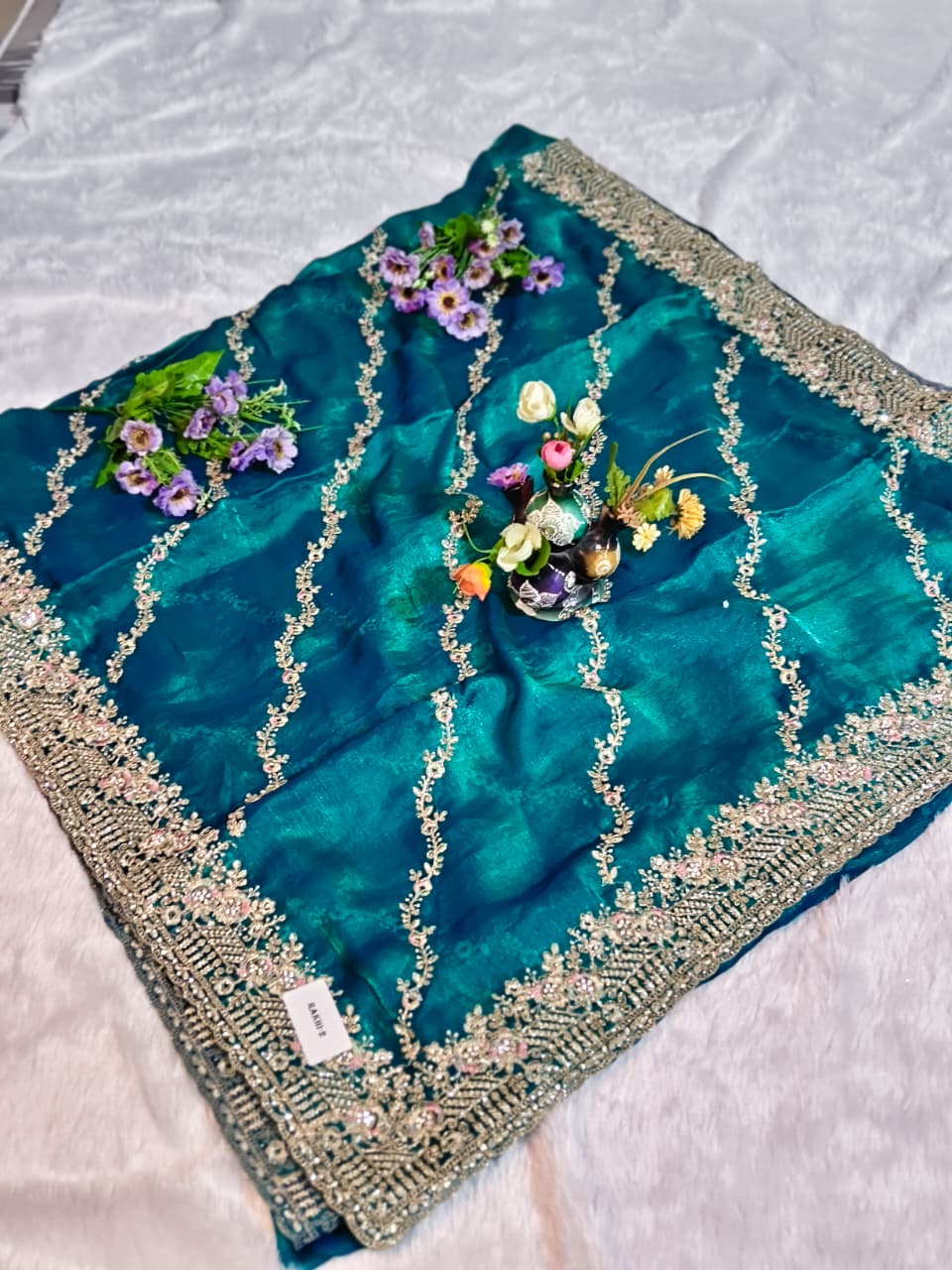 Premium GMY Silk Saree with Heavy Jari & Jarkhan Diamond Work