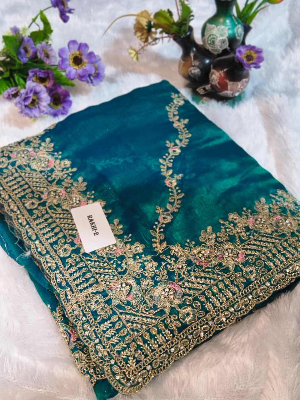 Premium GMY Silk Saree with Heavy Jari & Jarkhan Diamond Work