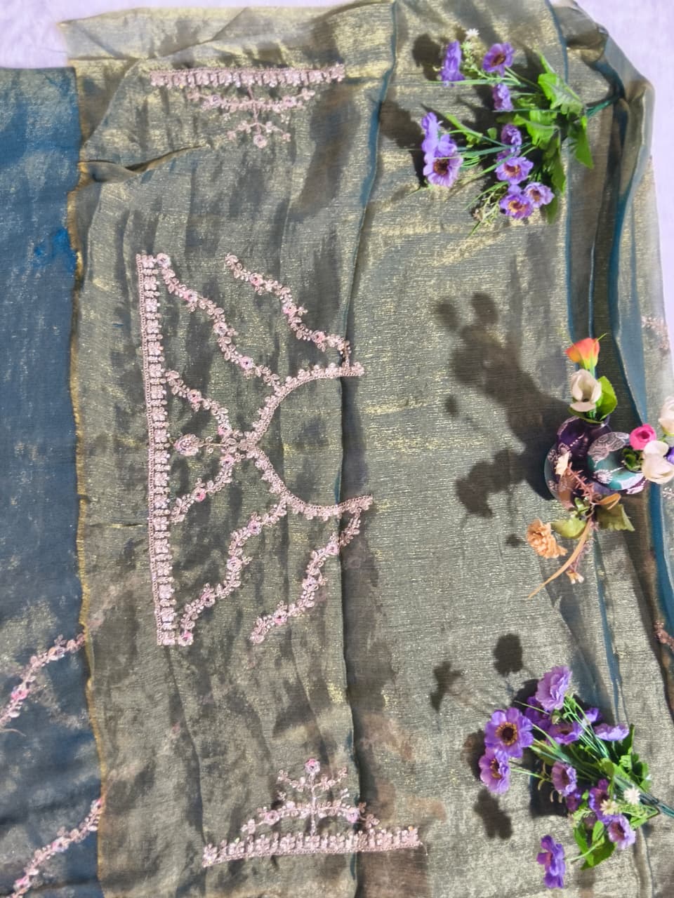 Royal Green GMY Silk Saree with Heavy Jari & Jarkhan Diamond Work