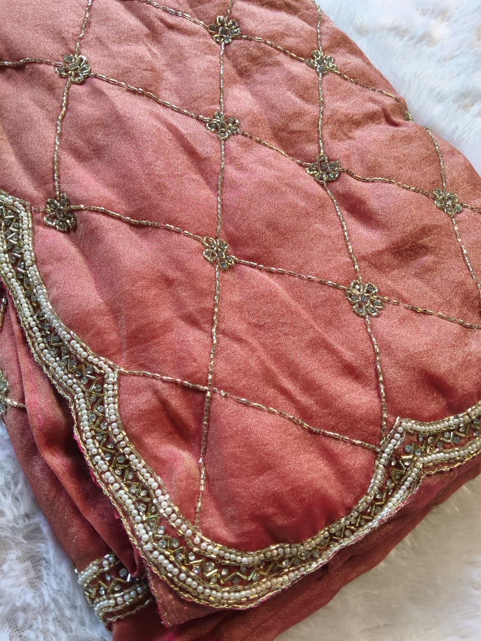 Premium GMY Silk Beads Work Saree